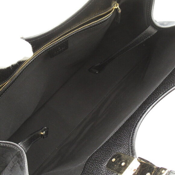 Gucci Tote Bag Canvas Leather Black - Picture 5 of 10